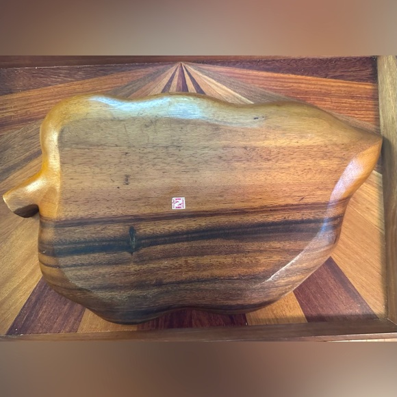 Vintage MCM Napco Monkeypod wood bowl/tray w Mother of Pearl bowl compartment - Picture 2 of 6
